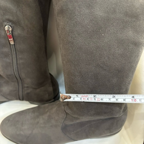 MARC FISHER Sz 9 Over the Knee Boots Drawstring Almond Toe Flat Heel In Grey - Picture 7 of 14
